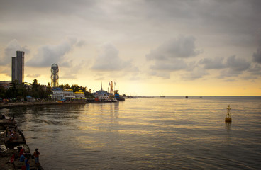 Waterfront views Batumi during sunset