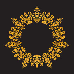 Elegant luxury vintage round gold floral frame