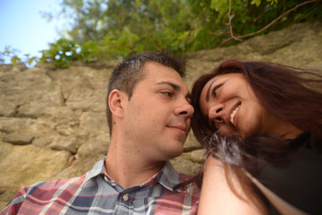 Fototapeta premium Couple in love looking in each others eyes