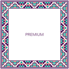 Vector geometrical frame. Geometric eastern design. Islamic oriental card with place for text.