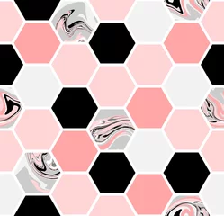 Behang Marmeren hexagons Zeshoek naadloos patroon