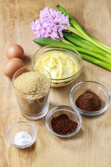 Ingredients necessary to make gingerbread pastry. Preparing east