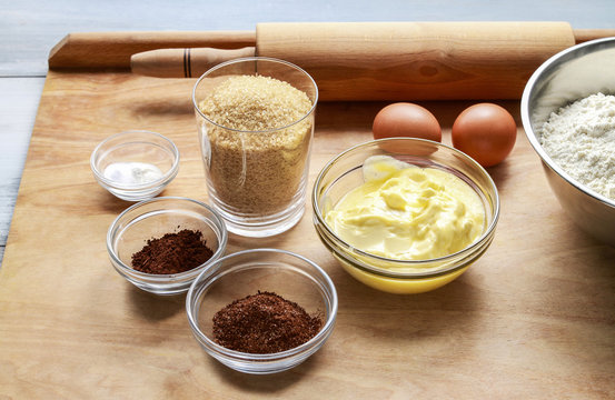Ingredients necessary to make gingerbread pastry. Preparing east