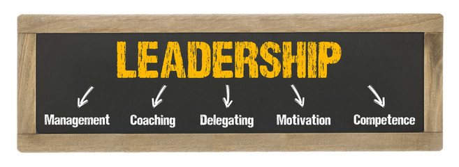 Leadership Concept on Chalkboard