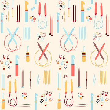 Seamless pattern with elements of handycraft