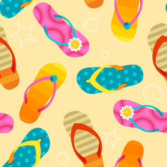Seamless pattern with various flip flops