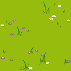 Fototapeta na wymiar Seamless pattern of flowers blooming on grassy field at park 