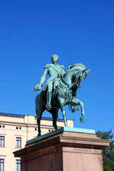 Fototapeta na wymiar Statue of Norwegian King Carl Johan XIV in Oslo
