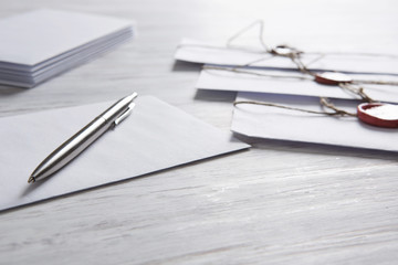 Letters with seal on table