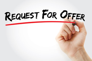 Hand writing Request For Offer with marker, concept background