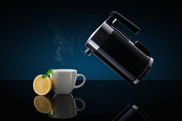 kettle and lemon tea
