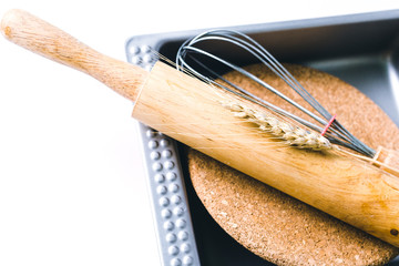 Stacked cooking equipment isolated on white