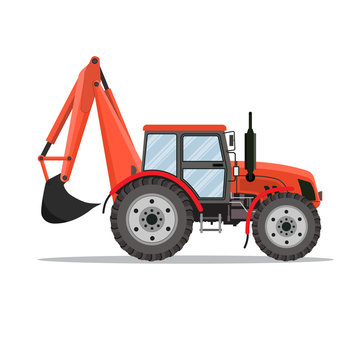 Red Tractor Excavator Icon