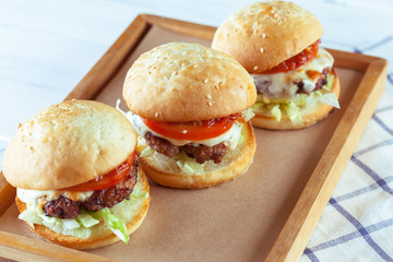 Juicy beef burgers
