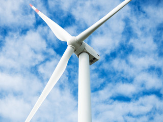 wind turbine on blue sky background