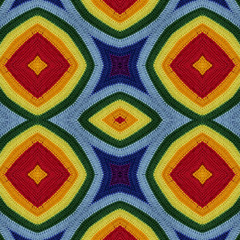 Cotton colorful background, backdrop for scrapbook, top view. Seamless pattern kaleidoscope montage