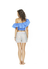 Beautiful model is in fashionable clothes