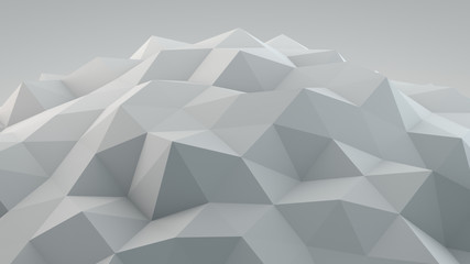 White polygonal shape 3D render