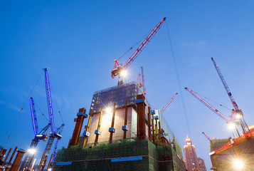 Brightly lit construction site