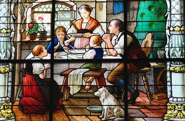 Deurstickers Glas in lood Duitse kerk gebrandschilderd glas