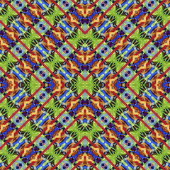 Silk colorful ribbons background, backdrop for scrapbook, top view. Seamless pattern kaleidoscope...