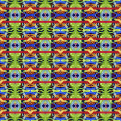 Silk colorful ribbons background, backdrop for scrapbook, top view. Seamless pattern kaleidoscope...