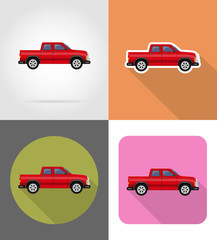 car pickup flat icons vector illustration
