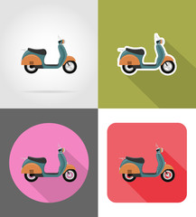 retro scooter flat icons vector illustration