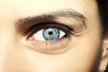 Beautiful insightful look blue  woman's eye