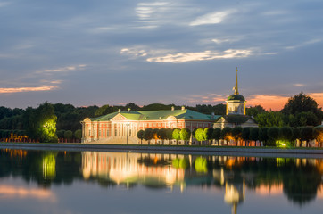 View of Kuskovo park at sunset. HDR image. Moscow, Russia.