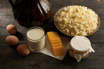 homemade dairy and eggs on the table