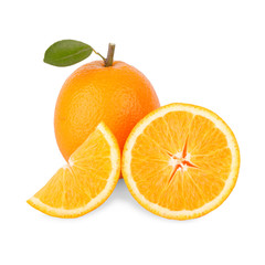 Slice of fresh orange isolated on white background