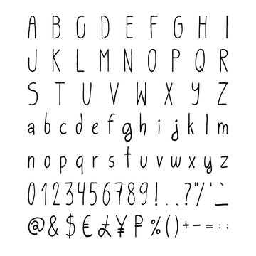 Handwritten simple vector alphabet set