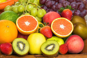 Naklejka na ściany i meble Nutritious Fruits and various vegetables for healthy