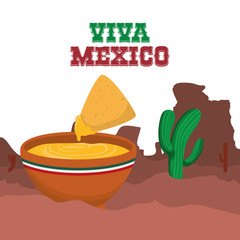 Cheese and cactus. Mexico landmark and mexican culture theme. Colorful design. Vector illustration