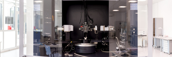 Particle accelerator in the laboratory, a complex instrument, exploring the world of the 21st...
