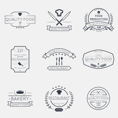 Thin line food emblems