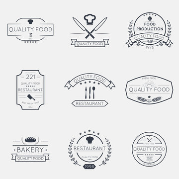 Thin line food emblems