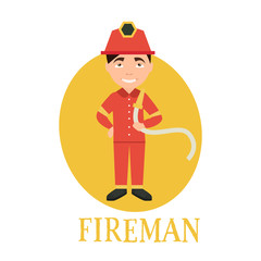 Profession fireman. young man working as a  . vector illustration