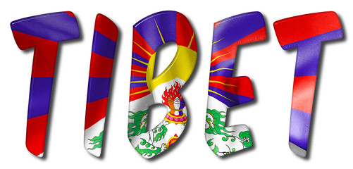 Tibet Word With Flag Texture