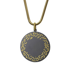 Gold chain with pendant on white