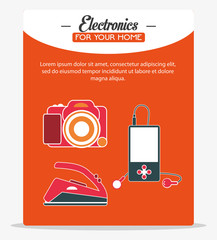 camera iron and mp3 icon. electronic appliances and supplies for your home theme.Colorful design. Vector illustration