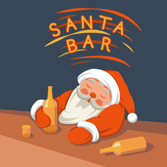 Santa drinking in a bar vector illustration