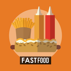 hot dog fries and sauce icon. fast food menu american and restaurant theme. Colorful design. Vector illustration