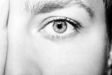 Beautiful insightful look monochrome  woman's eyes