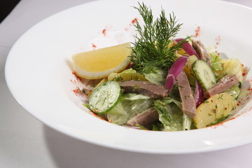beef tongue salad and cucumber