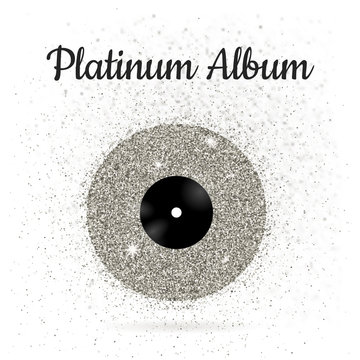 Vector illustration of metal vinyl disk: platinum