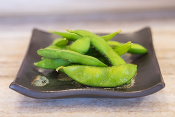 Japanese green soybeans in the plate