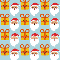 Santa cartoon and gifts background. Merry Christmas decoration and season theme. Colorful design. Vector illustration
