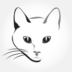Cat face portrait. Feline sketch vector. Kitten head icon. Pet minimalist illustration.